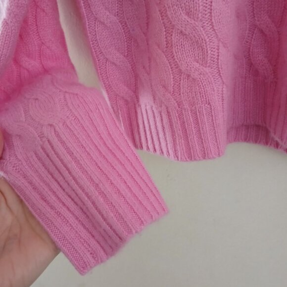 J. Crew Cashmere Cable Knit Sweater Soft Pink Small Classic Preppy Coastal Cozy - Picture 4 of 5